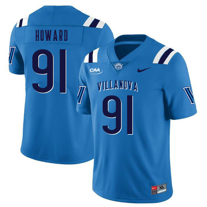 Men #91 Ayden Howard Villanova Wildcats College Football Jerseys Stitched Sale-Light Blue - Click Image to Close